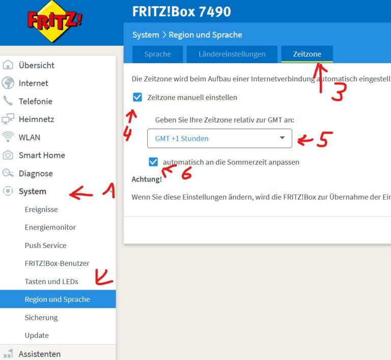 FritzBox 7490 / 7590 Zeitzone einrichten KH EDV SYSTEME