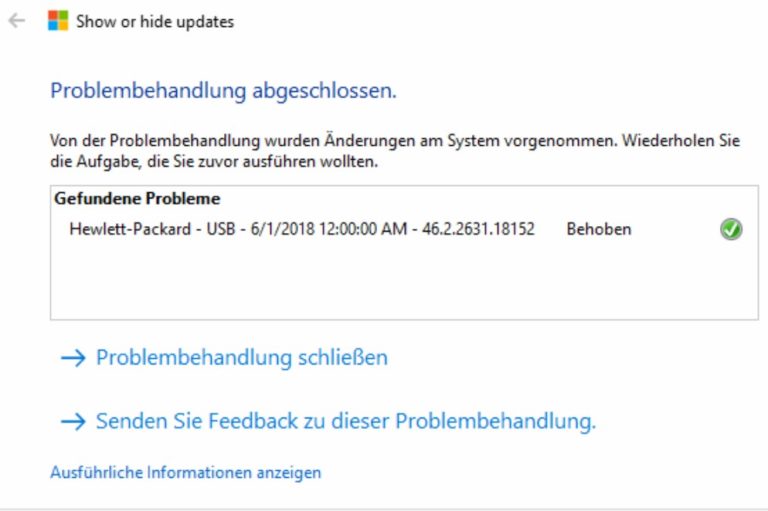 Windows Update Fehler beim installieren von Hewlett - Packard - USB - KH EDV SYSTEME