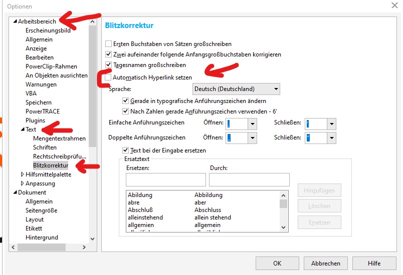 Coreldraw X8 Hyperlinks aus Text entfernen