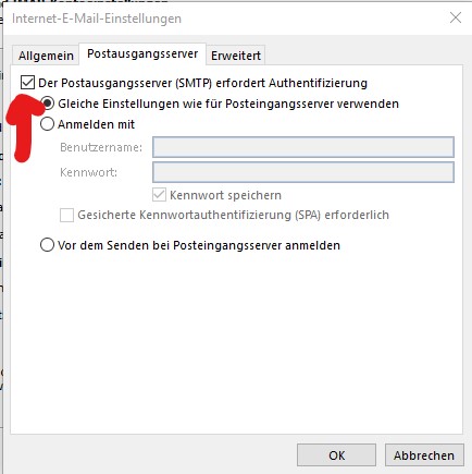 Reiter Postausgangsserver Outlook t-online