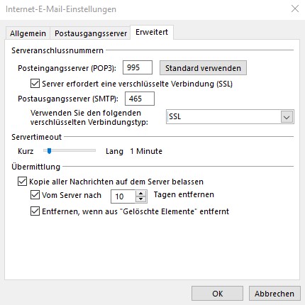 Reiter Erweitert bei Outlook t-online