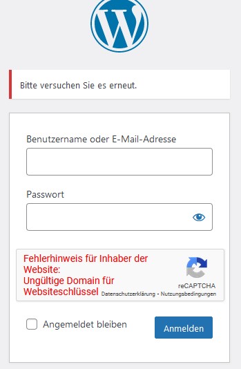 recaptcha Fehler