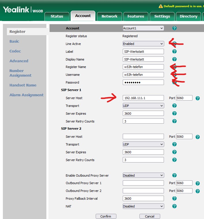 W60B Einstellungen für die Fritzbox