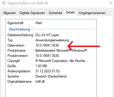Windows 10 Version ermitteln aus Windows Datei