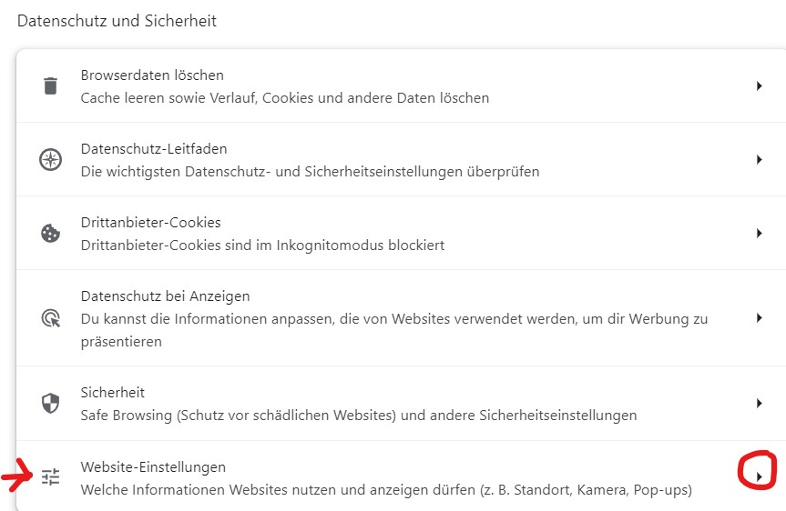 Chrome PDF Dokumente Adobe öffnen - Website Einstellungen