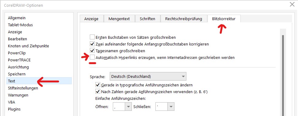 Coreldraw 2019 - Hyperlinks aus Text entfernen Schritt 2