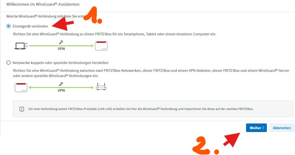 Wireguard Verbindung hinzufügen