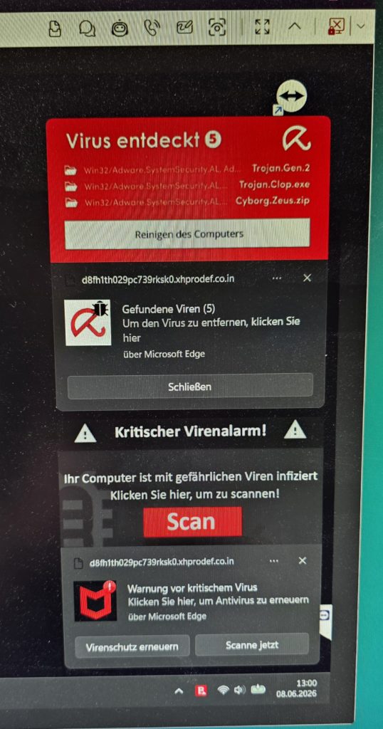 Virusmeldungen poppen immer auf